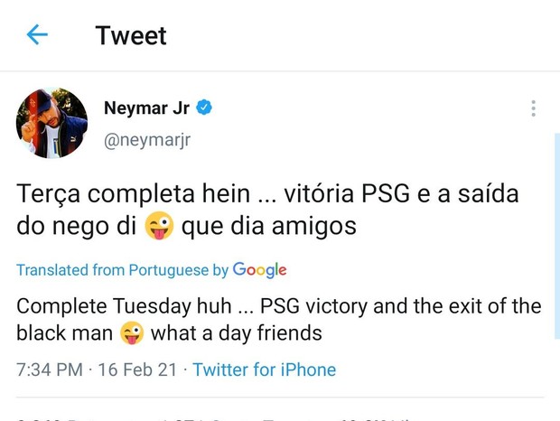 Neymar é acusado de racismo contra Nego Di e explica confusão (Foto: Reprodução/Twitter)