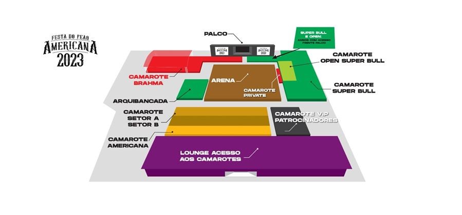 Veja o mapa da Festa do Peão de Americana e conheça cada um dos setores do rodeio