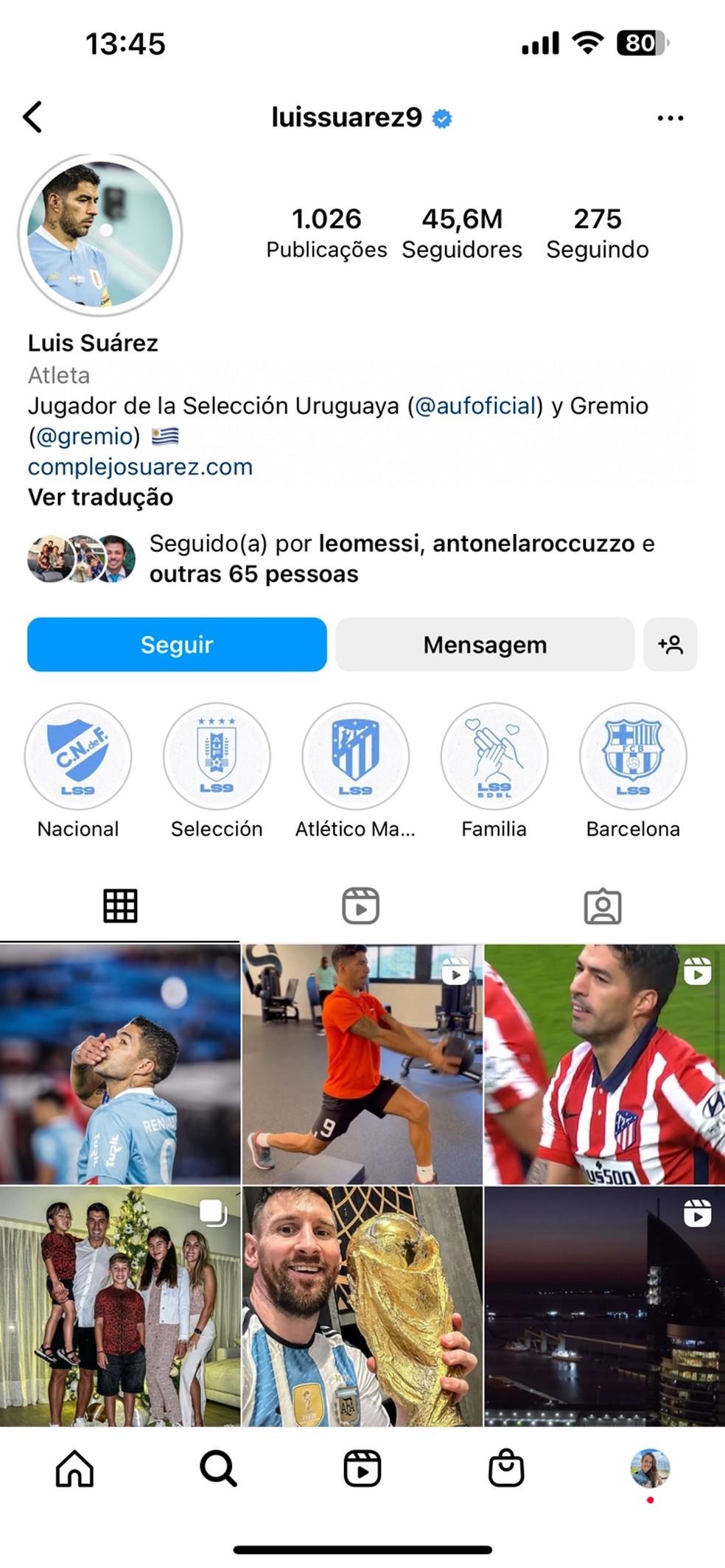 Suárez atualizou as redes sociais — Foto: Reprodução