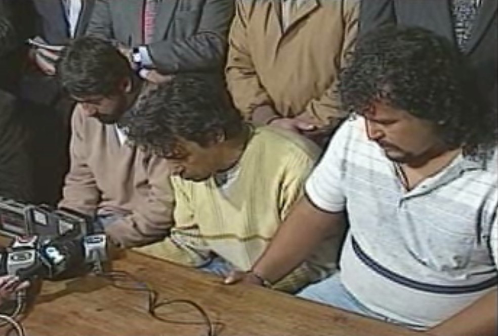 Osvaldo Marcineiro, Davi dos Santos e Vicente de Paula foram condenados pelo homicídio de Evandro Ramos Caetano. — Foto: Reprodução/RPC 