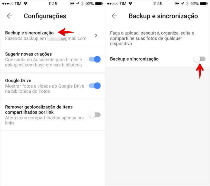 Desativando o backup automático das fotos (Foto: Reprodução/Helito Bijora)
