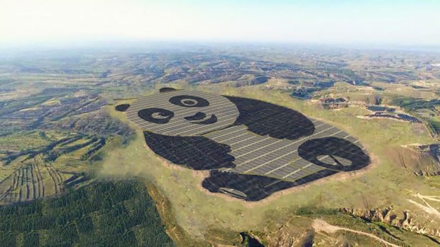 China, estação de energia solar tem formato de Panda (Foto: diviulgação)