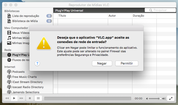 Permita que o VLC tenha acesso à rede (Foto: Reprodução/Helito Bijora)