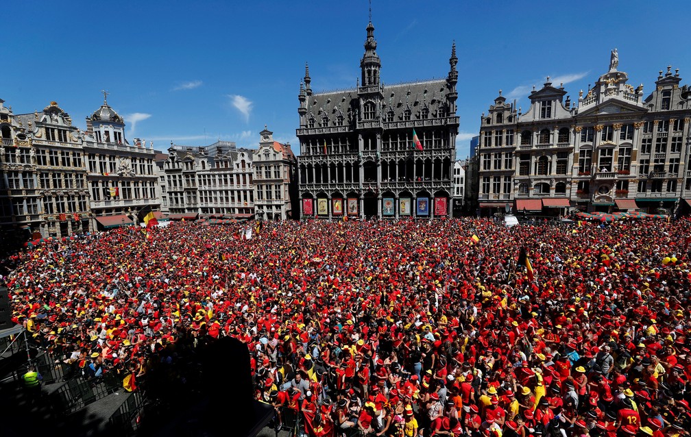 Festa da torcida da Bélgica em Bruxelas (Foto: REUTERS/Yves Herman/Pool)