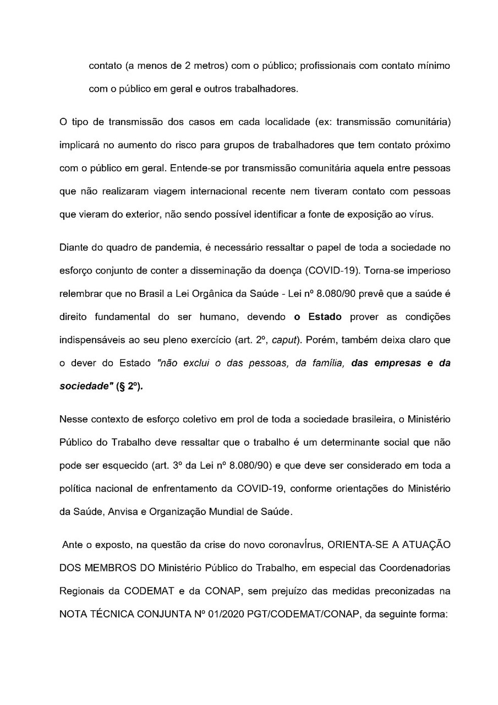 Nota Técnica MPT — Foto: Ministério Público do Trabalho