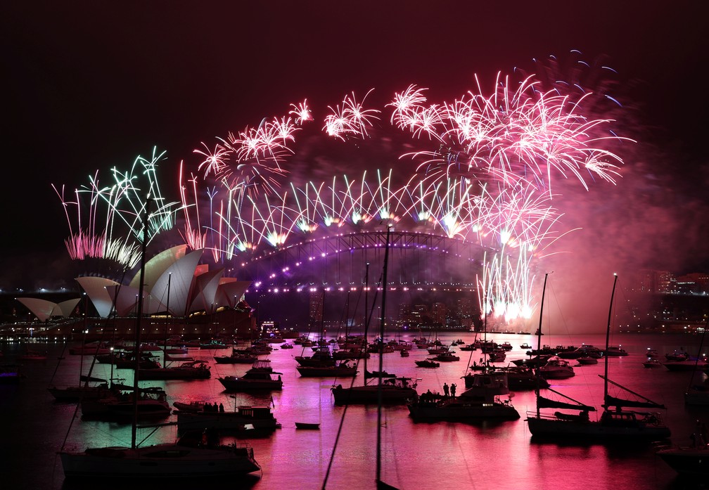 Na Austrália, comemoração do Ano Novo em Sydney foi restrita por causa da pandemia de coronavírus — Foto: Reuters
