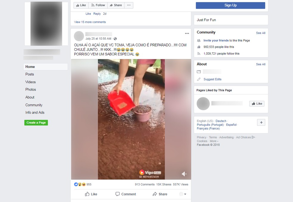 Usuários do Facebook compartilharam vídeo que mostrar produção do açaí, mas imagens são da Indonésia e mostram vermes que servem como alimentação de peixes (Foto: Reprodução/Facebook)
