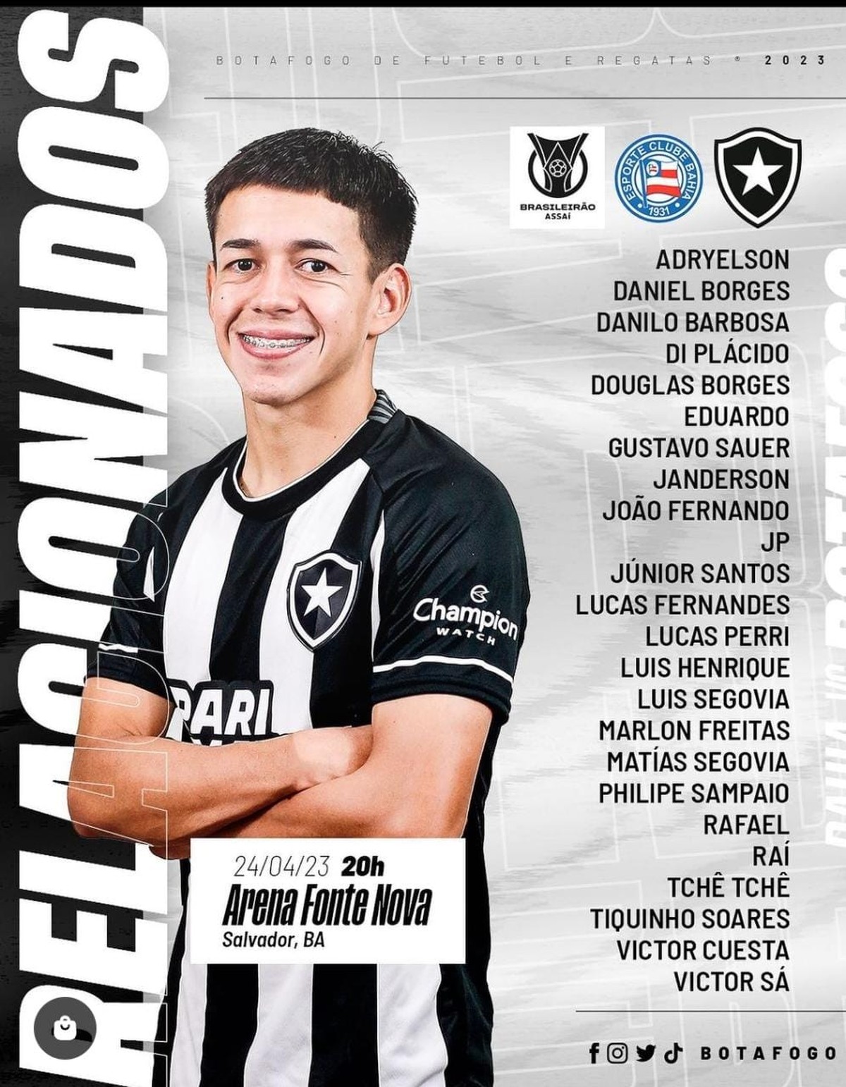 Plantilla del Botafogo: El club revela los grupos relevantes y Marsal sigue fuera del campeonato |  Botafogo