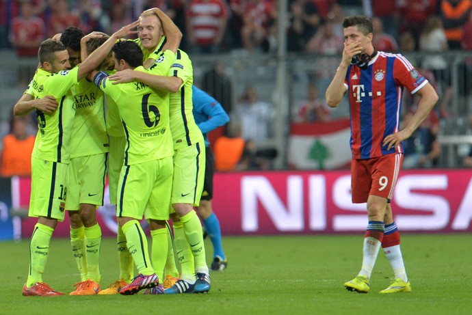 Comemoração Barcelona Bayern (Foto: AP)