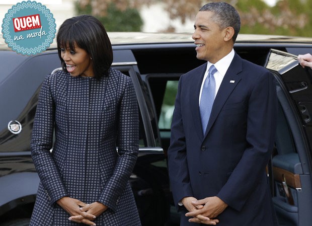 Michelle e Barack Obama na cerimônia de posse realizada nesta segunda-feira (21)  (Foto: AP)