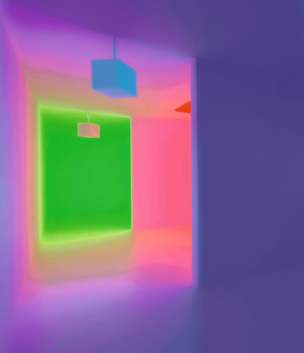 Interação. Em museu na Austrália, obra Chromosaturation, de James Turrell, demonstrava relação de impermanência com a cor de acordo com o espaço e a percepção individual (Foto: Divulgação)