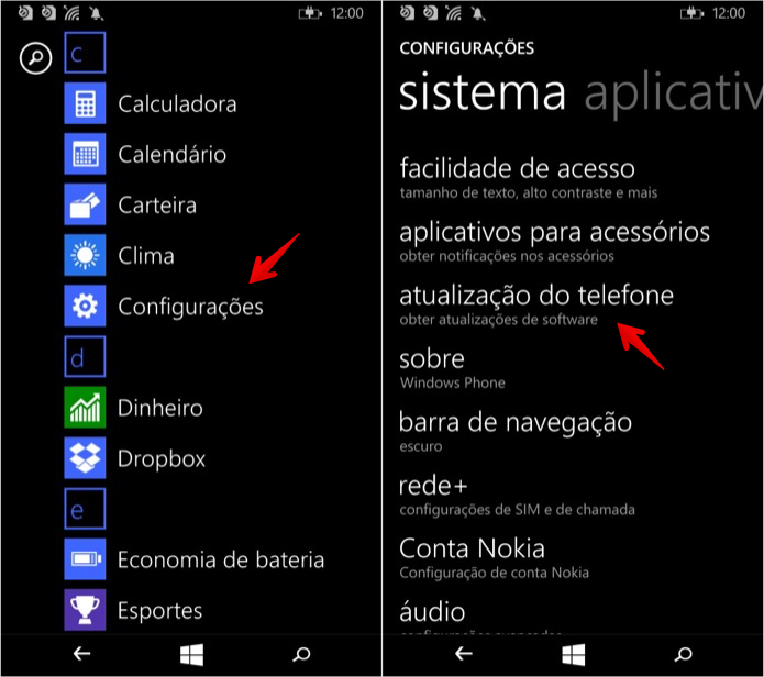 Abra as configurações do Windows Phone (Foto: Reprodução/Helito Bijora) 