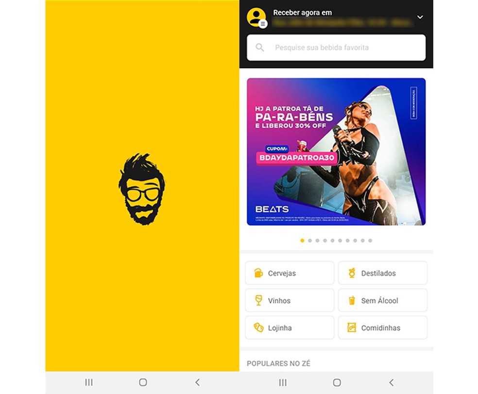 App Zé Delivery promete entregar bebidas geladas na casa do cliente — Foto: Reprodução/Marcela Franco
