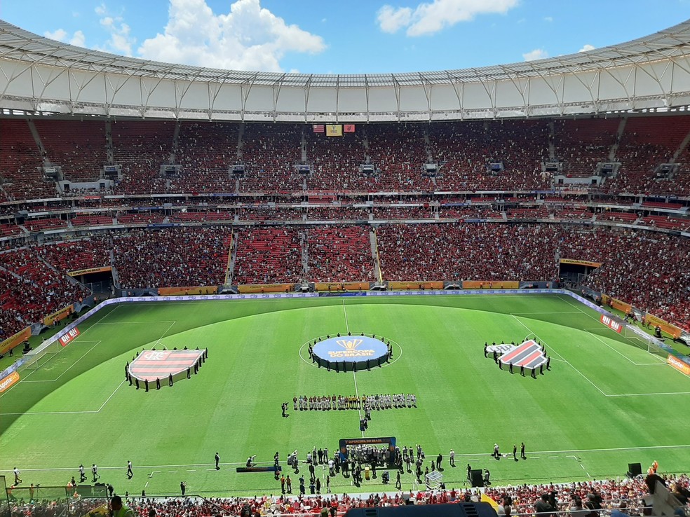 &Uacute;ltimo jogo com p&uacute;blico no Man&eacute; Garrincha foi em fevereiro de 2020, na final da Supercopa do Brasil &mdash; Foto: Felipe Schimdt