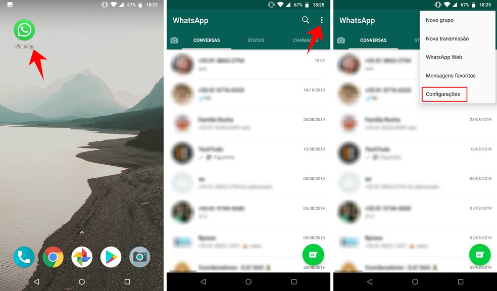 Abrindo as configurações do WhatsApp no Android — Foto: Reprodução/Rodrigo Fernandes
