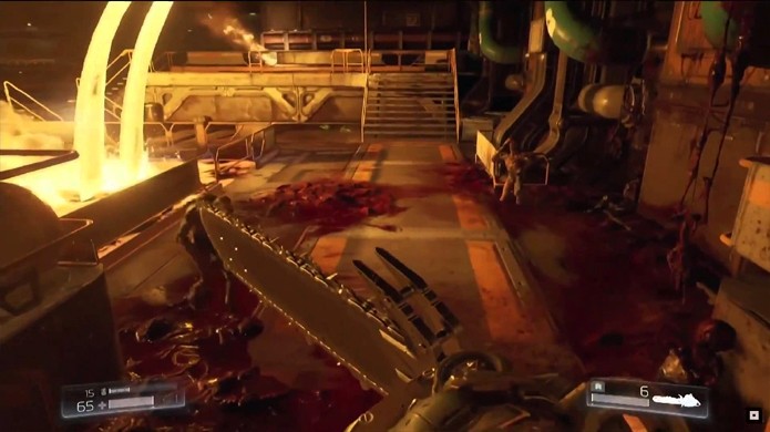 O novo Doom não se esquece de sua clássica serra elétrica e muitas outras armas (Foto: Reprodução/YouTube)