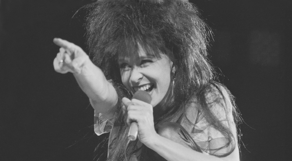 Rita Lee durante apresentação no Rock in Rio I, em janeiro de 1985 — Foto: Estadão Conteúdo/Arquivo