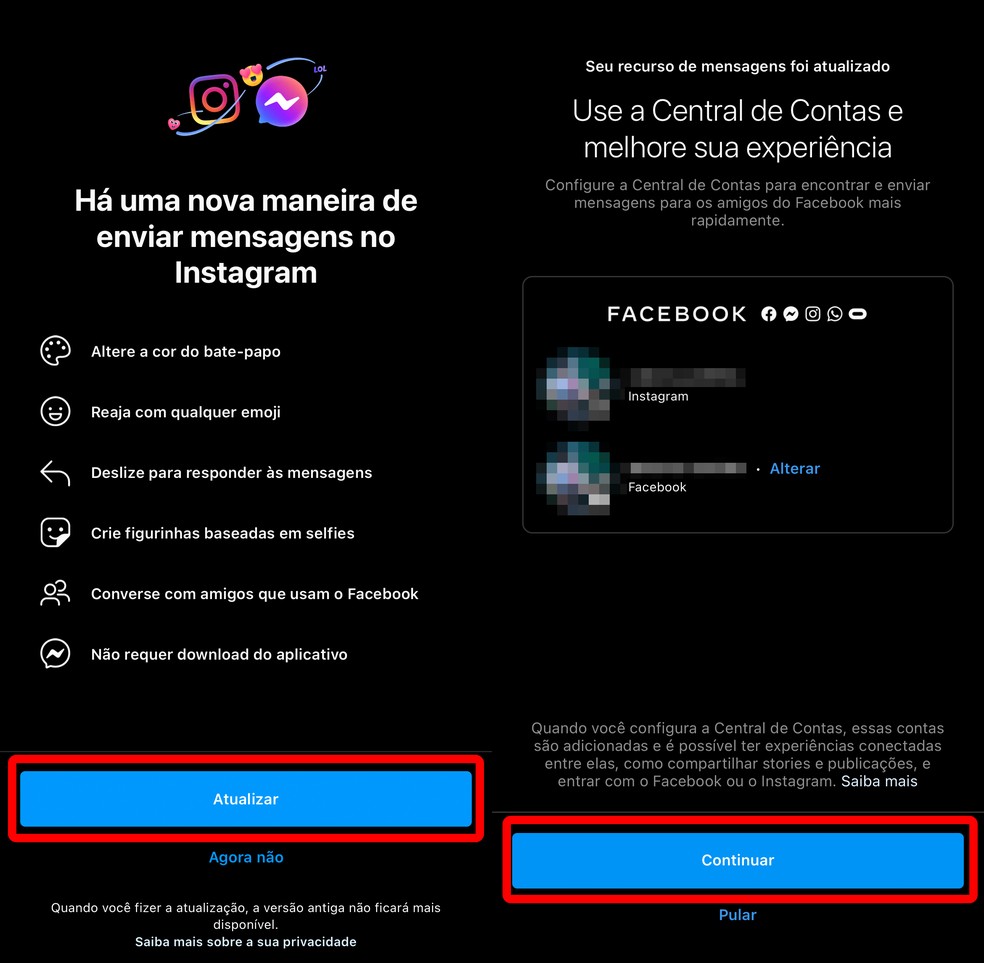 Nova atualização do Instagram traz integração com o Messenger — Foto: Reprodução/TechTudo
