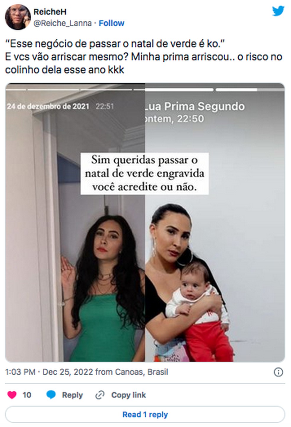 Superstição? Coincidência? Teoria de que usar verde no Natal traz gravidez  no ano seguinte repercute na web – Viih Tube e Isa Scherer provam! |  Celebridades | Glamour