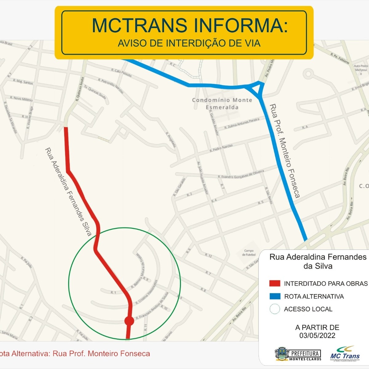 Rua do bairro Barcelona Park, em Montes Claros, será totalmente interditada a partir desta terça (3)