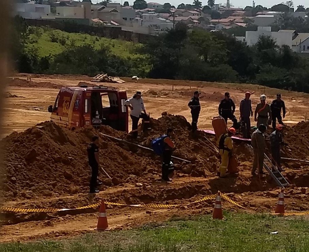 Acidente aconteceu em área de obra de supermercado em Cerquilho (SP) — Foto: Arquivo Pessoal