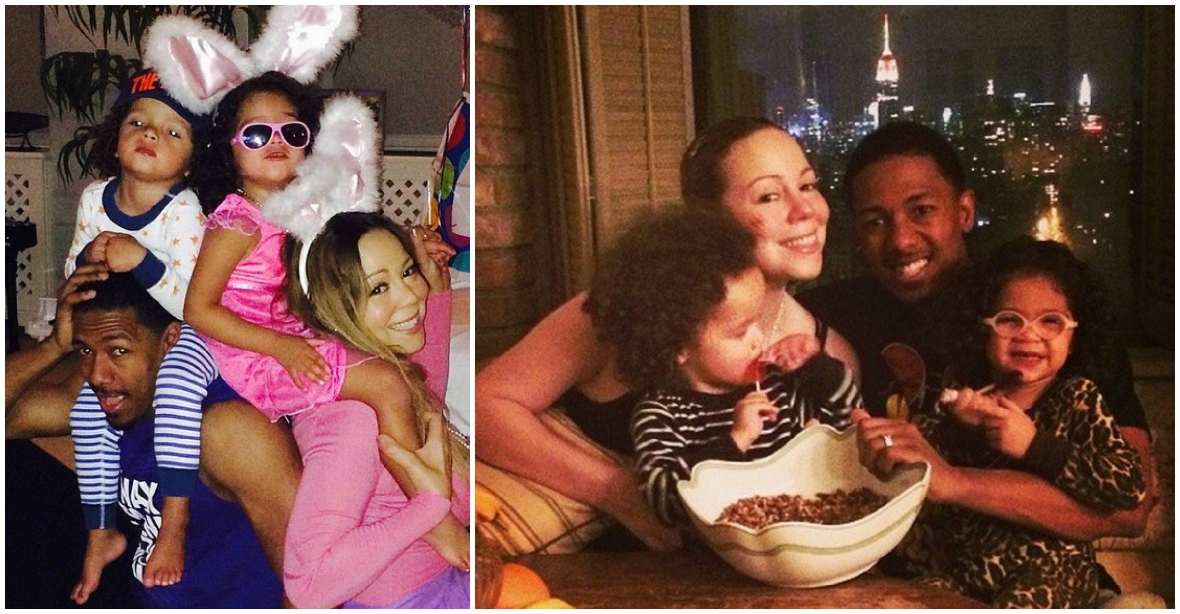 Mariah Carey e Nick Cannon com os filhos, Monroe e Moroccan. (Foto: Instagram)