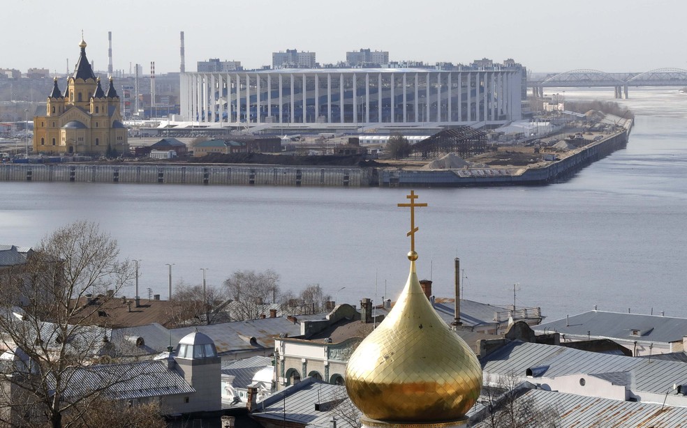 Vista externa da Arena de Nizhny Novgorod (Foto: Reuters)