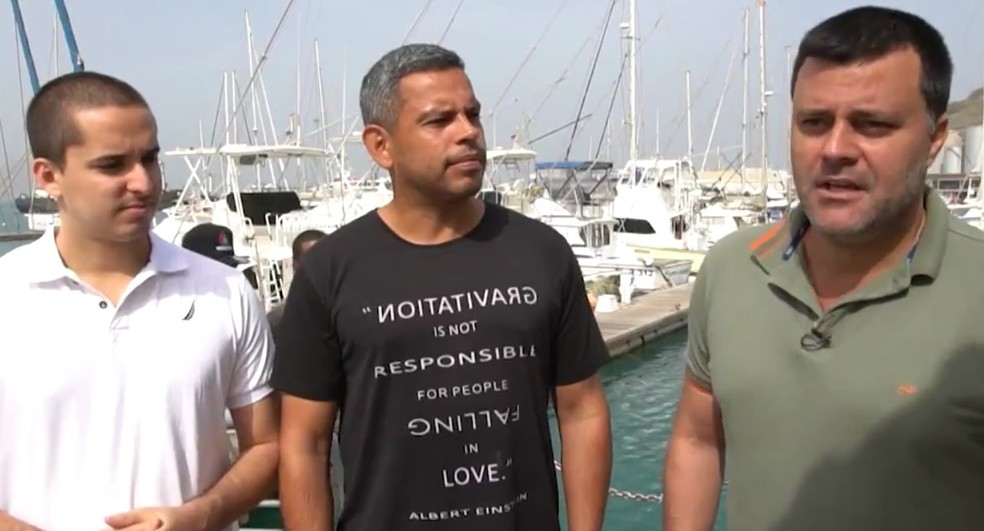 A partir da esquerda: Rodrigo Dantas, Daniel Guerra e Daniel Dantas — Foto: Reprodução/TV Bahia