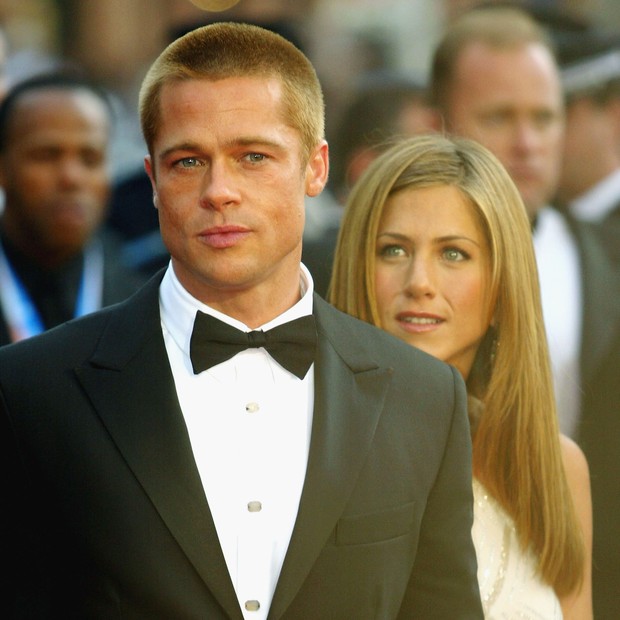 Jennifer Aniston e Brad Pitt no festival de Cannes, em 2004, quando ainda eram casados (Foto: Getty Images)