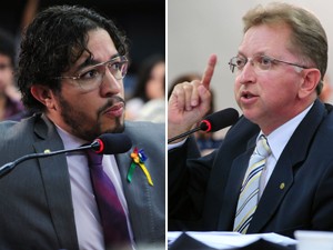 O deputado Jean Wyllys (PSOL-RJ) e o deputado João Campos (PSDB-GO), durante audiência sobre o projeto que permite 'cura gay' (Foto: Alexandra Martins/Agência Câmara)