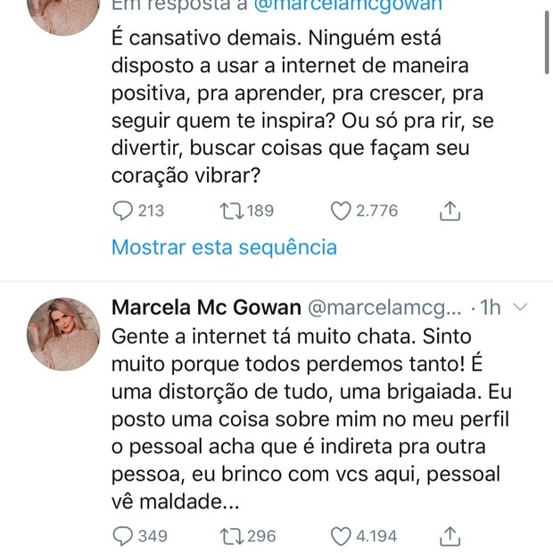 Marcela Mc Gowan nega indireta pra Manu Gavassi em post (Foto: Reprodução/Instagram)