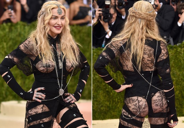Madonna surgiu no último MET Ball com parte das nádegas e dos seios à mostra (Foto: Getty Images/ Reprodução) Madonna surgiu no último MET Ball com parte das nádegas e dos seios à mostra (Foto: Getty Images/ Reprodução)