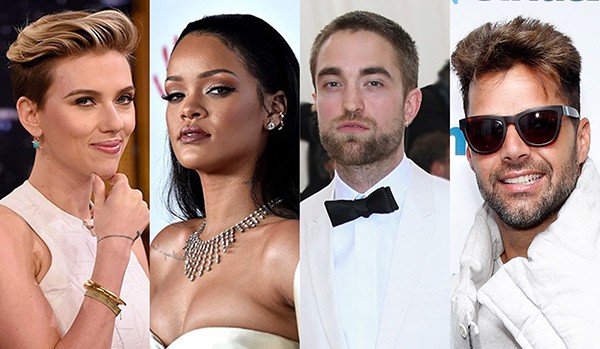 Scarlett Johansson, Rihanna, Robert Pattinson e Ricky Martin (Foto: Getty Images)