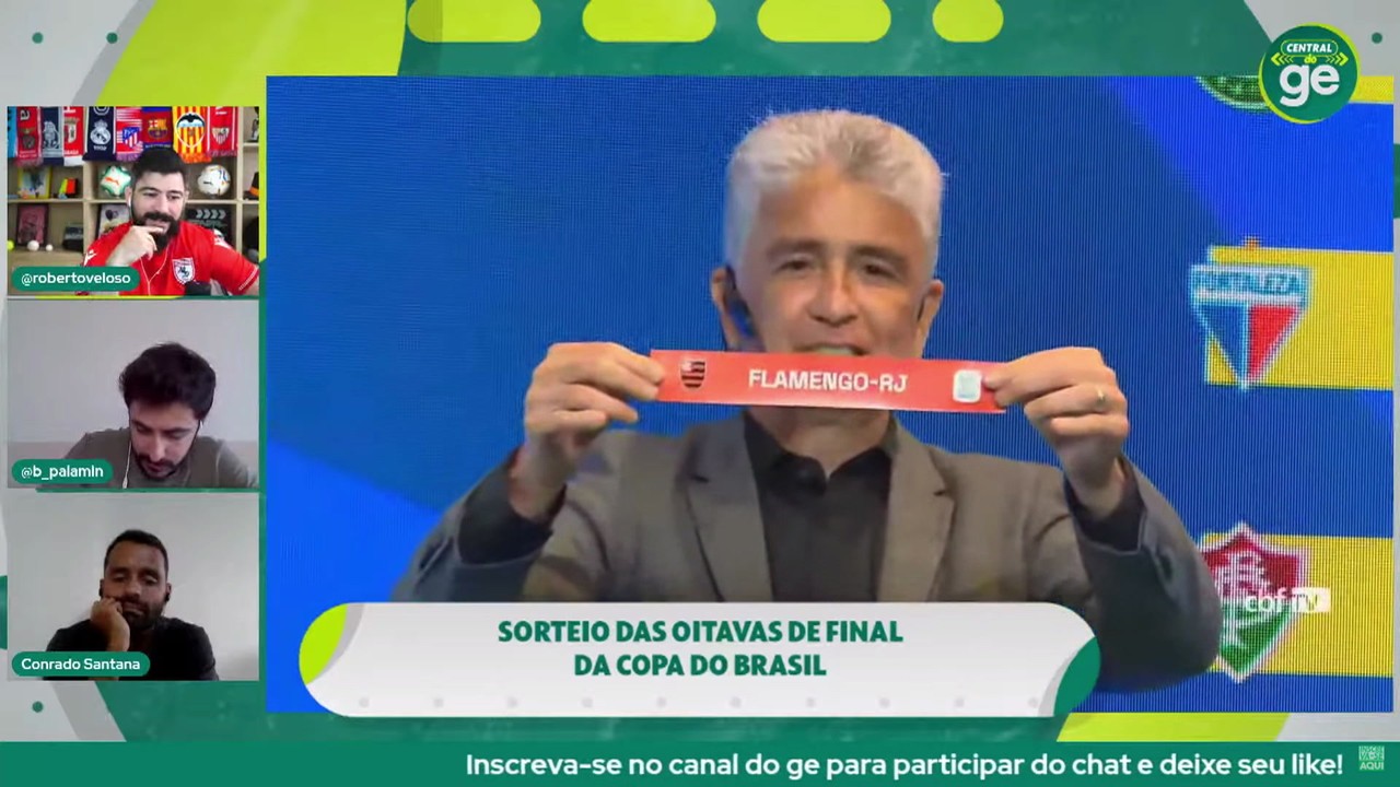 Central do ge: veja o momento do sorteio de Flamengo x Atlético-MG, duelo pelas oitavas da Copa do Brasil
