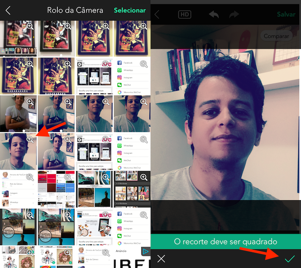 Recorte da foto que será inserida em um poster do YouCam Perfect (Foto: Reprodução/Marvin Costa)