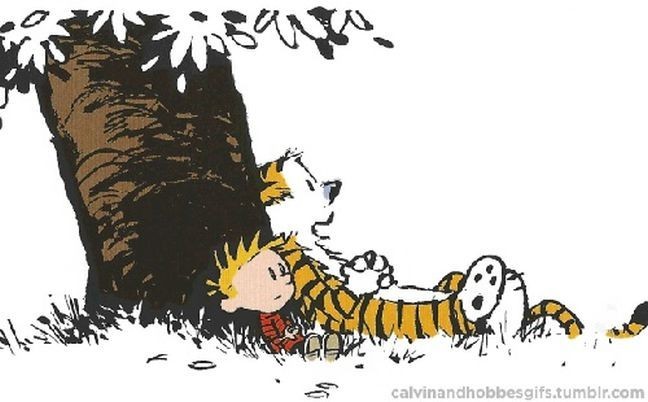 Calvin e Hobbes ocupados em não fazer nada (Foto: calvinandhobbesgifs.tumbir.com)