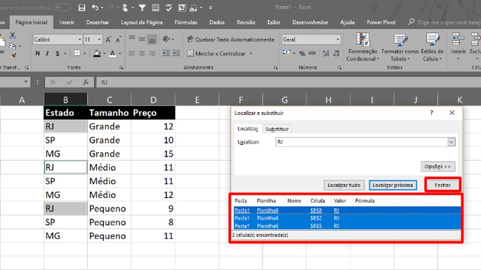 Clique em um item dos resultados e “Ctrl” + “A” para selecionar todos (Foto: Reprodução/Daniel Ribeiro)