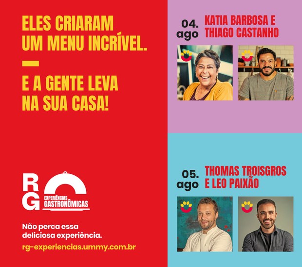 Quatro chefs criaram menus especiais para a ação RG Experiências Gastronômica, que será realizada nos dias 4 e 5 de agosto (Foto: Rio Gastronomia / Divulgação)