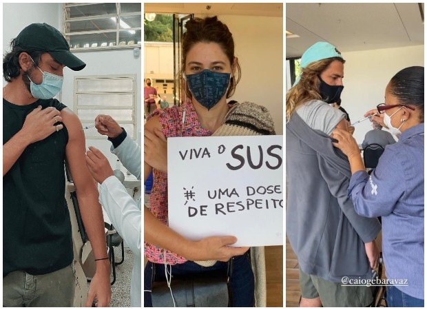Rodrigo Simas, Luísa Arraes e Caio Vaz tomam vacina contra coronavírus (Foto: Reprodução/Instagram)