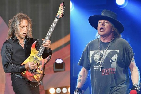 Os músicos Kirk Hammett e Axl Rose (Foto: Getty Images)