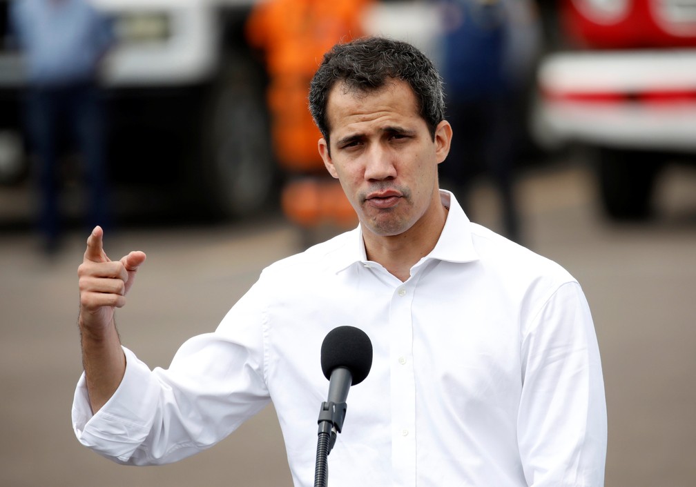 Guaidó fez pronunciamento na manhã deste sábado (23), na cidade de Cúcuta, na Colômbia, fronteira com a Venezuela. — Foto: REUTERS/Marco Bello