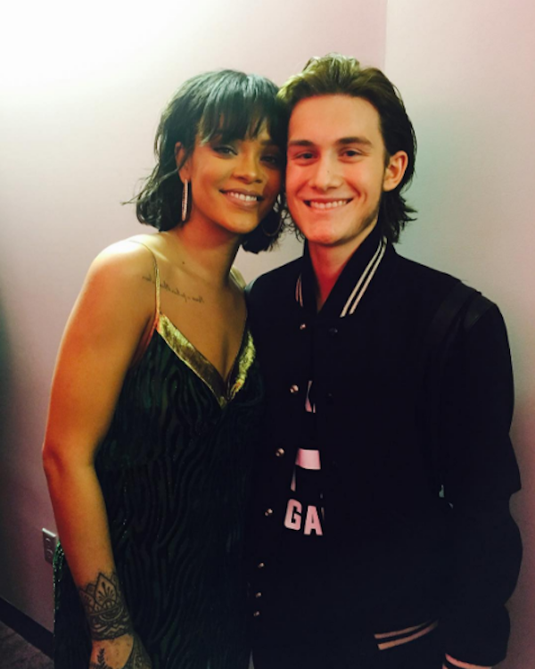 Rihanna ao lado do filho da cantora Celine Dion (Foto: Instagram)