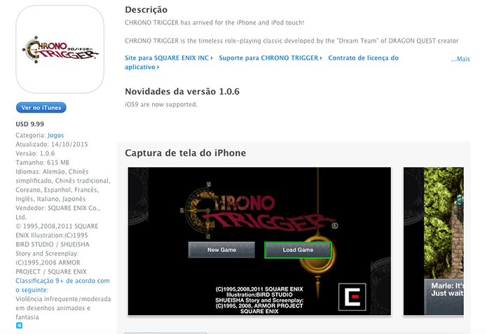 Chrono Trigger também pode ser comprado pelo navegador (Foto: Reprodução/Murilo Molina)