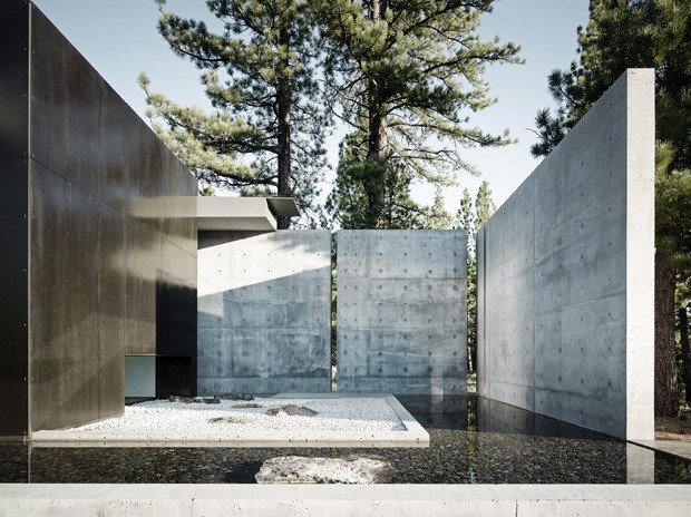 Casa na Califórnia foi construída sem retirar as pedras do terreno (Foto: Divulgação)