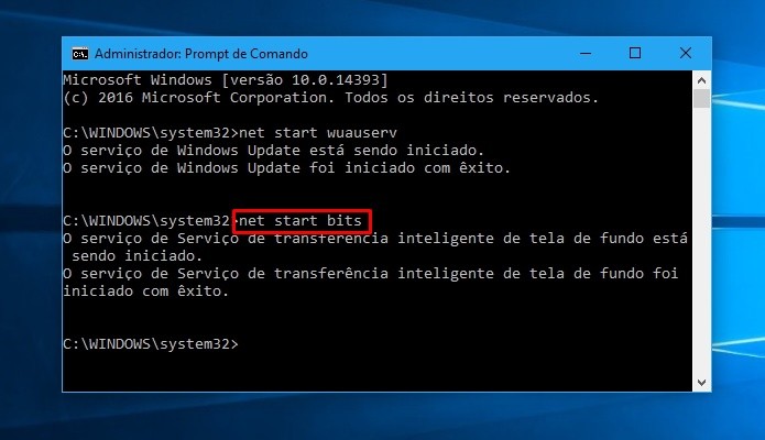 Reinicie os serviços que comandam o Windows Update (Foto: Reprodução/Paulo Alves)