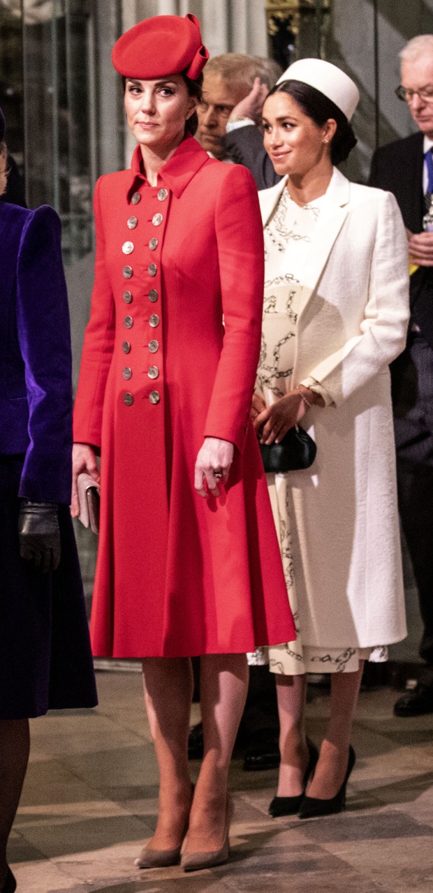 LONDON, ENGLAND - MARCH 11: Catherine, The Duchess of Cambridge stands with Meghan, Duchess of Sussex at Westminster Abbey for a Commonwealth day service on March 11, 2019 in London, England. Commonwealth Day has a special significance this year, as 2019  (Foto: Getty Images)
