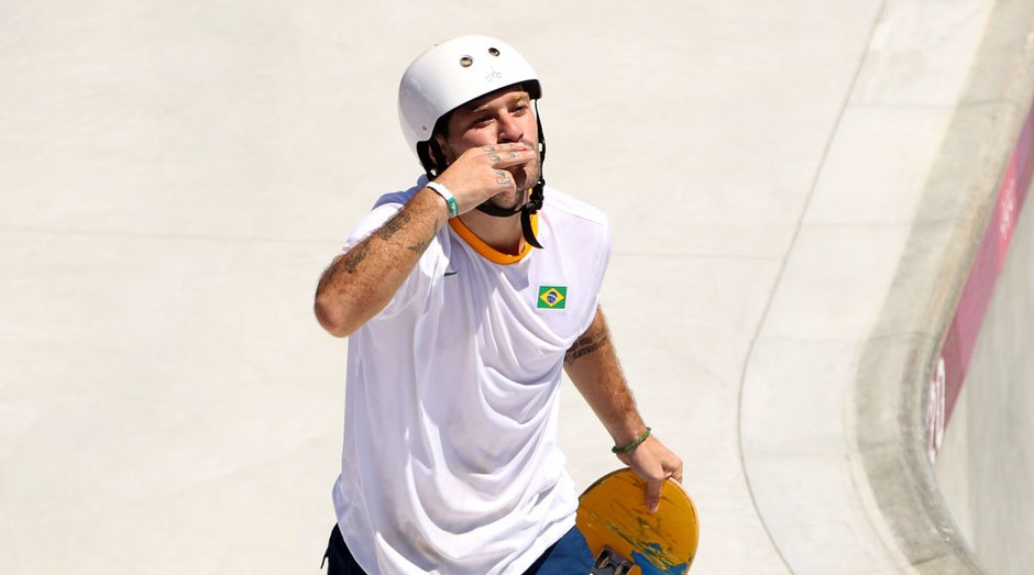Skatista Pedro Barros durante os Jogos Olímpicos de Tóquio (Foto: Ezra Shaw/Getty Images)