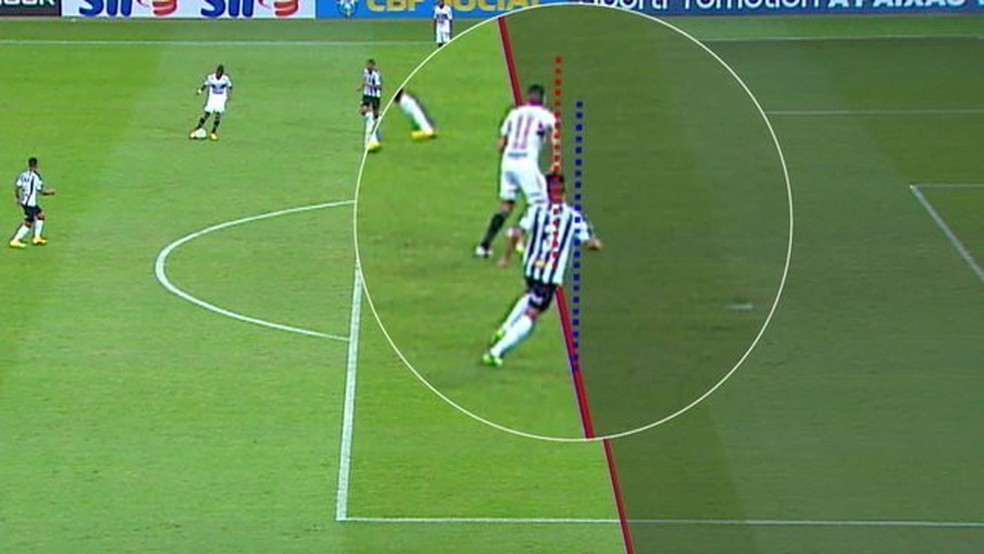 Gol anulado de Luciano, do São Paulo, contra o Atlético-MG em 2020 — Foto: Reprodução / CBF