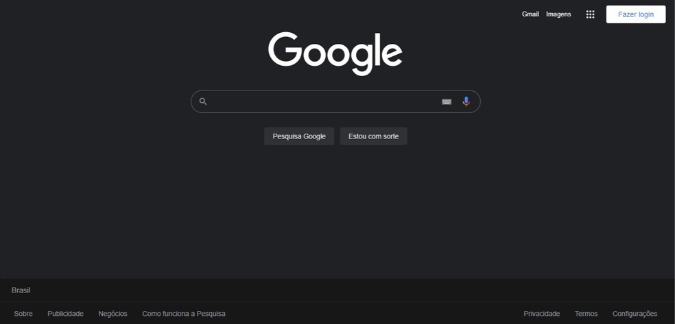 Imagem mostra busca do Google com dark mode — Foto: Reprodução/TechTudo