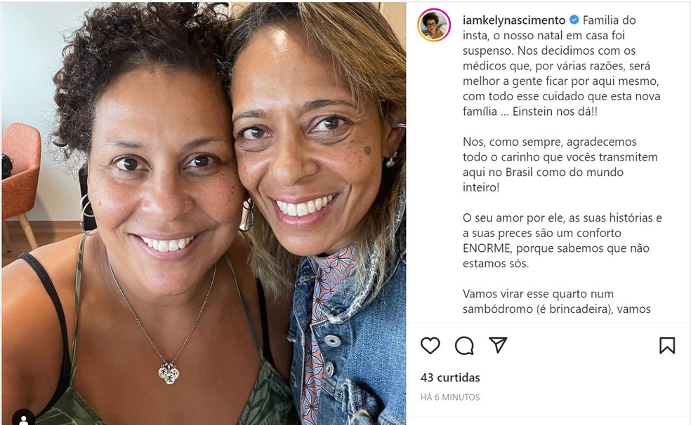 Postagem de uma das filhas de Pelé nas redes sociais  — Foto: Reprodução/Instagram 